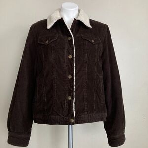 Vintage 90s Grunge Brown Corduroy Sherpa Jacket Marvin Richards Size Large